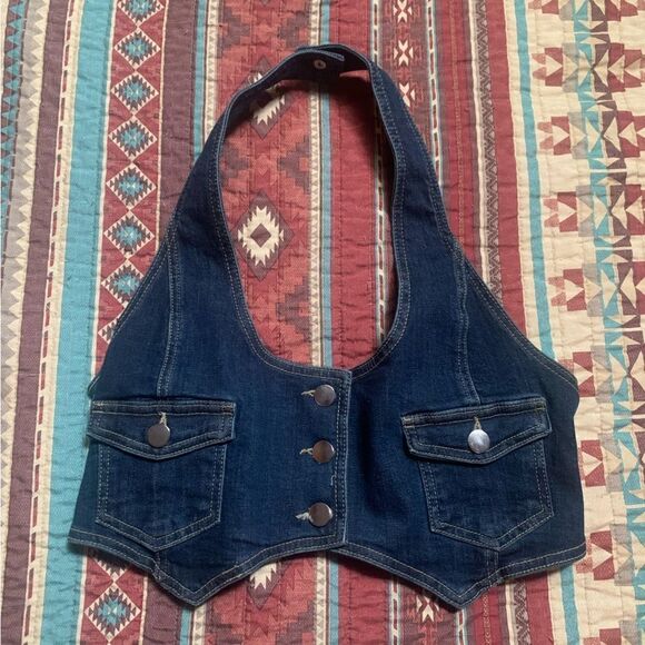 Pretty little thing Denim Crop Top size 8 - Picture 1 of 5